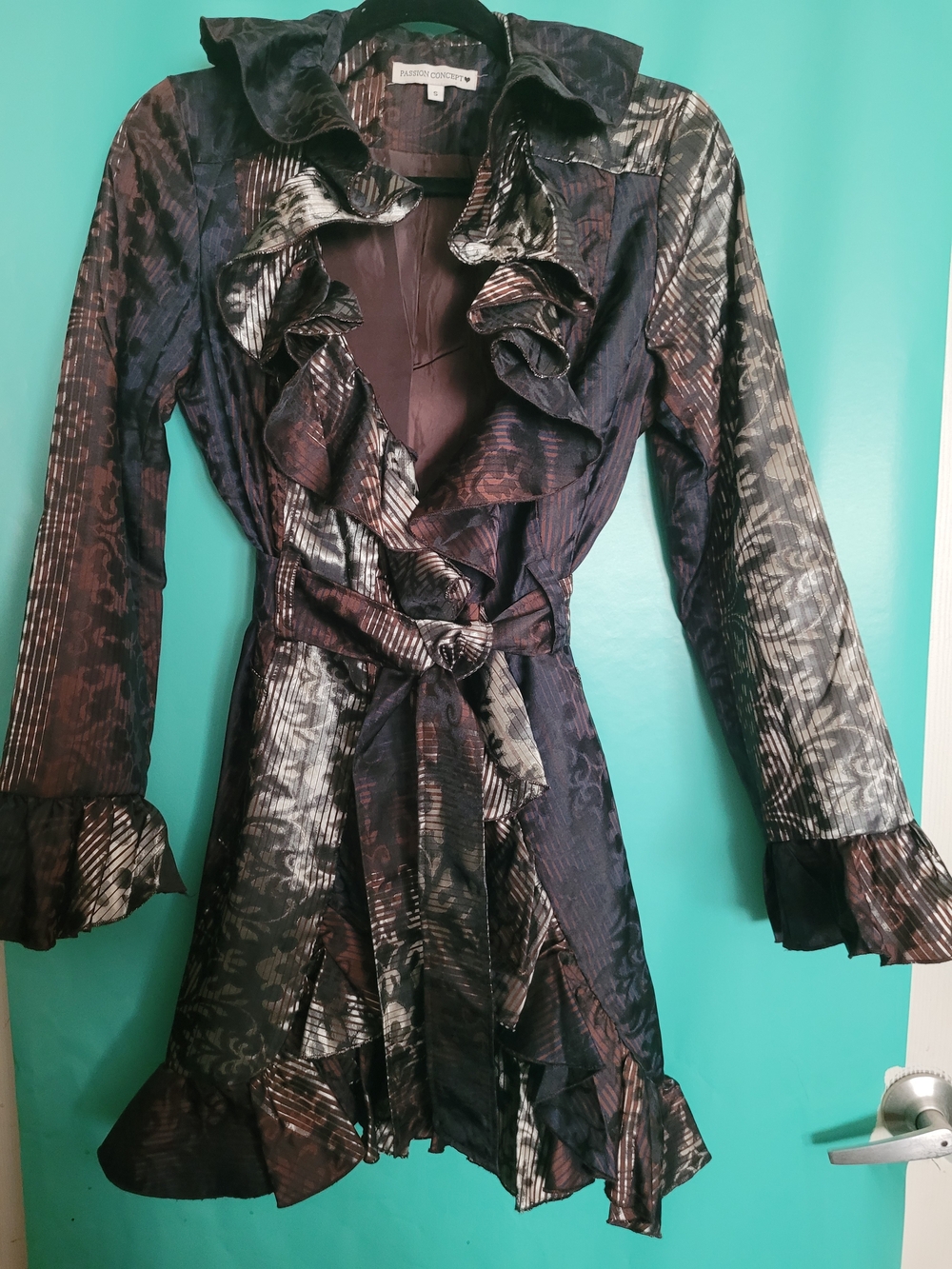 Passion Concept ❤️Ruffled Wrap Jacket - Black/Brown